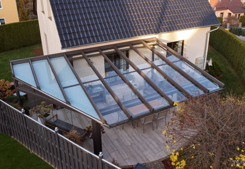 Terrassenüberdachung von oben einseitig Schräg